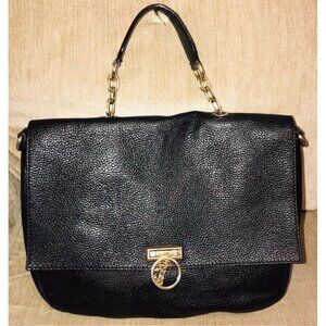 Authentic Versace  Collection Black Pebbled Leather Top Handle Bag